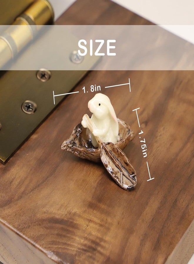 RillyRellow Miniature Bunny Rabbit Nut Boat, Dollhouse Bunny with Paddle in Boat, Mini Rabbit Sitting in Nutshell Boat, for Fairy Garden, Terrarium, Diorama or Mini Gardening, Miniature Woodland Decoration - Image 5